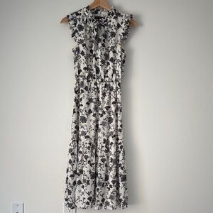 Banana Republic Black and White Floral Midi Dress